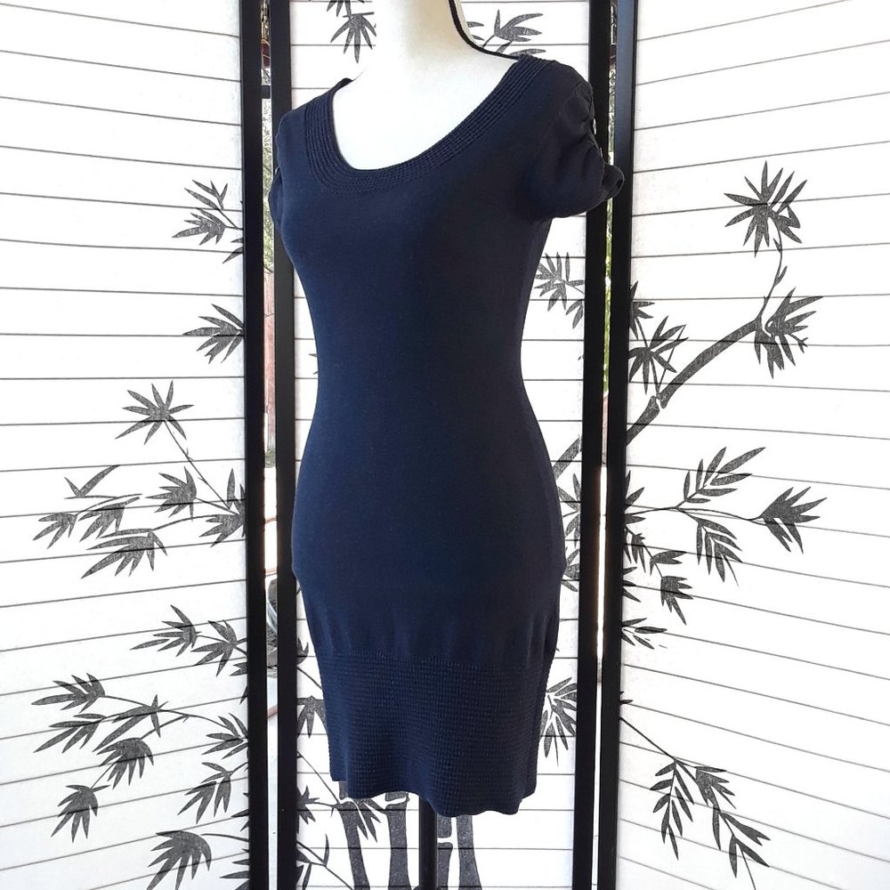 Sweater Project Blue Knit Sheath Sweater Dress